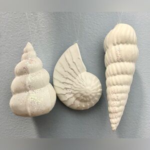 Silvestri Vintage Sea Shell Glitter Nautical Holiday Christmas Set of 7 Ornament
